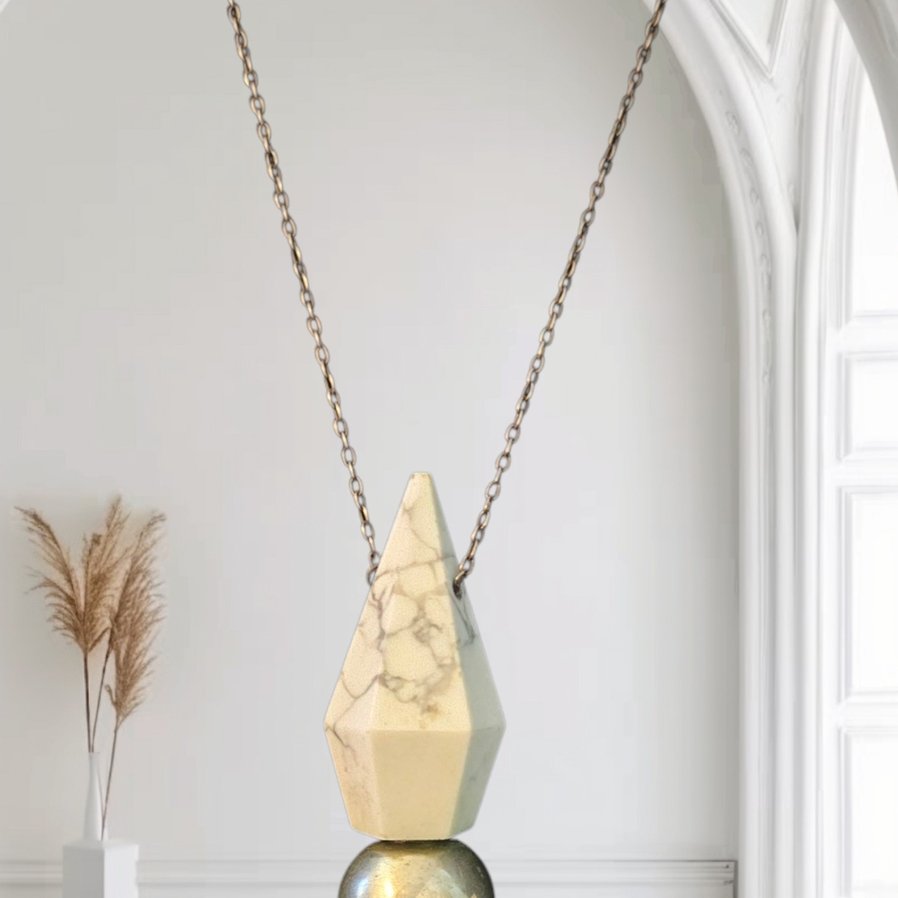 Vintage Sterling Howlite Perfume Decanter Necklace.